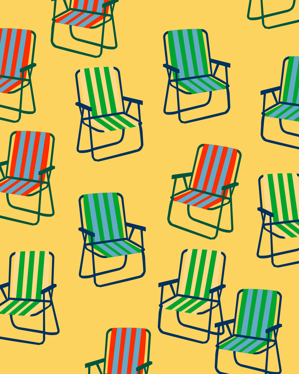 Retro Beach Chair Swim Trunks